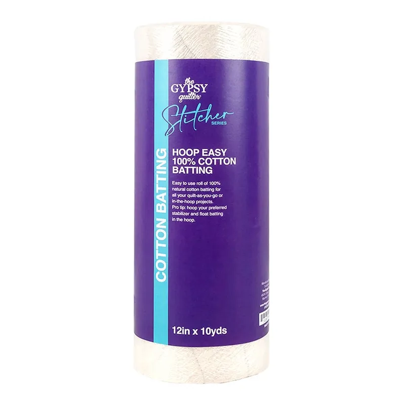 12" x 10 yards Stitcher Series Hoop Easy 100% Cotton Batting | The Gypsy Quilter #TGQHECB12 Authentic