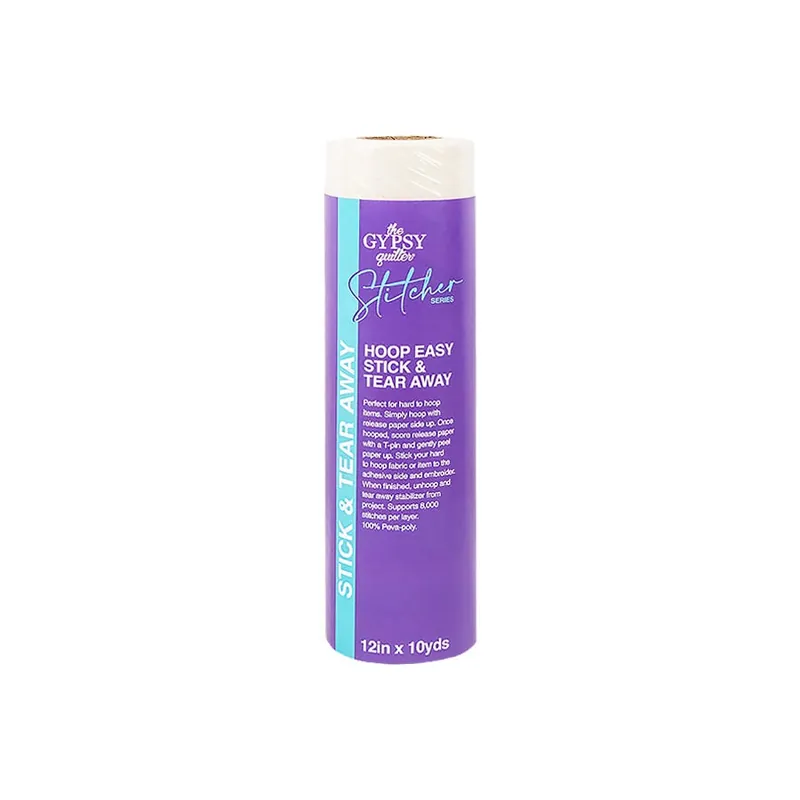 Professional Grade 12" x 10 yards Stitcher Series Hoop Easy Stick & Tear Away Stabilizer | The Gypsy Quilter #TGQHES12