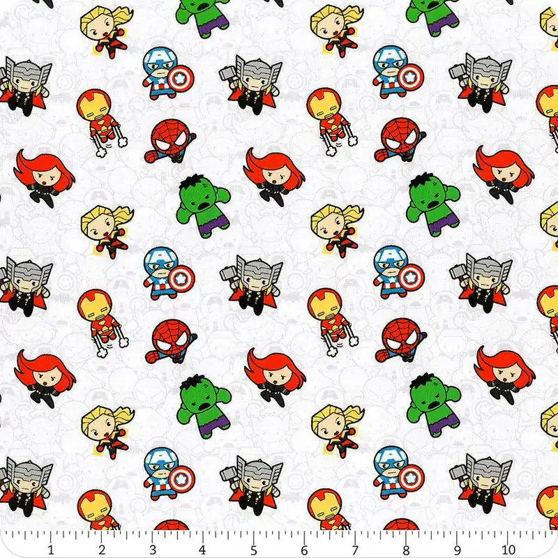 Exclusive Offer Marvel Comics Kawaii White Action Packed Yardage | SKU# 13021000-1
