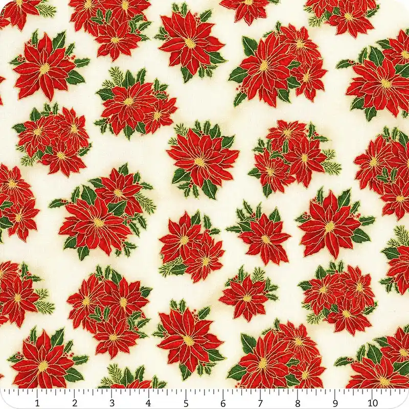 Holiday Charms Metallic Holiday Poinsettia Yardage | SKU# 19926-223 Buy Online