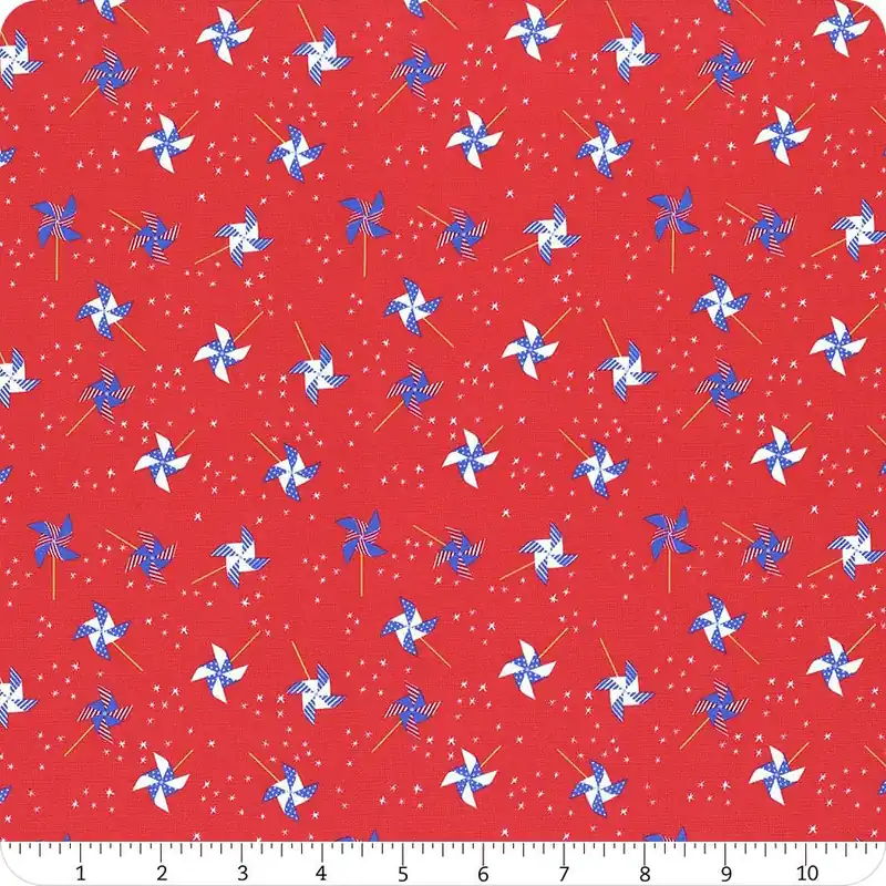 Holiday Essentials - Americana Red Patriotic Pinwheel Yardage | SKU# 20760-13 Direct From Manufacturer