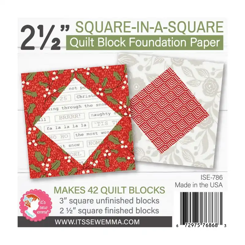 Worldwide Shipping 2.5" Square in a Square Quilt Block Foundation Paper | It's Sew Emma #ISE-786