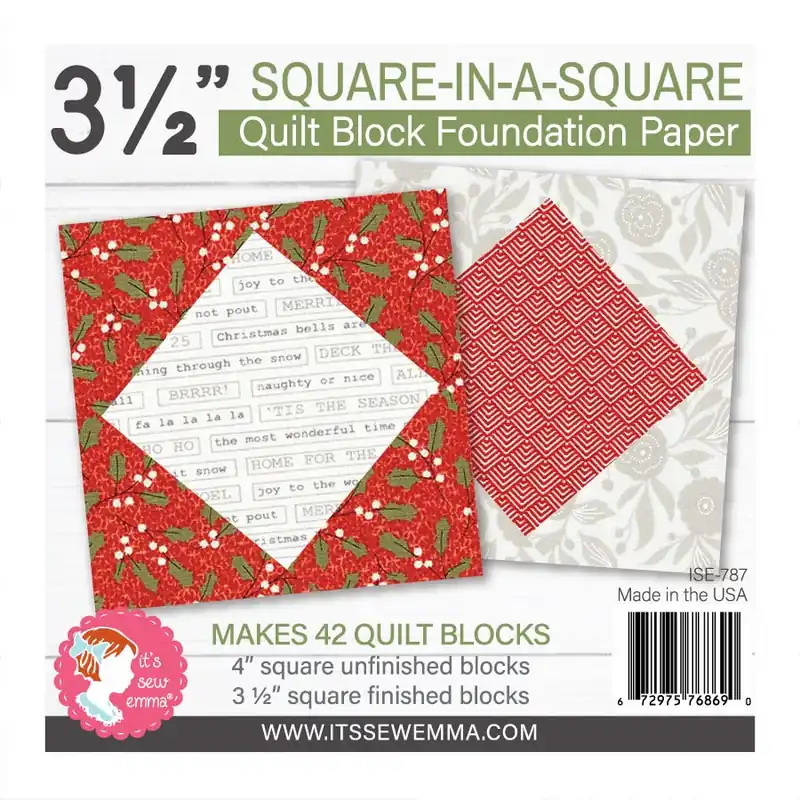 3.5" Square in a Square Quilt Block Foundation Paper | It's Sew Emma #ISE-787 Next Day Delivery