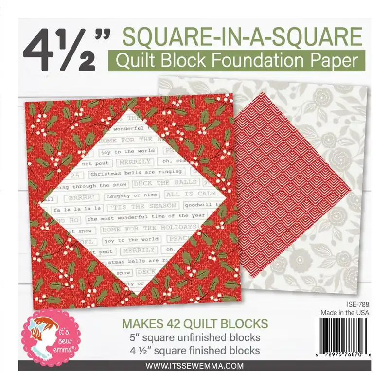 Last Chance 4.5" Square in a Square Quilt Block Foundation Paper | It's Sew Emma #ISE-788
