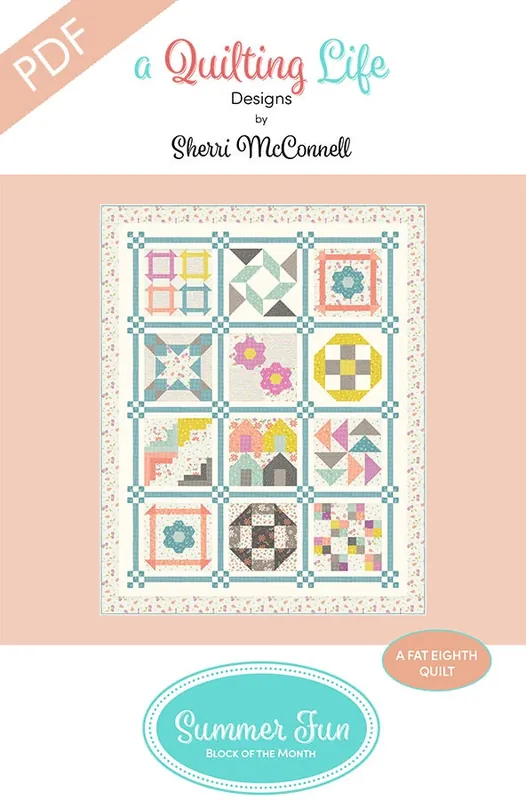 Sale Summer Fun Block of the Month Downloadable PDF Quilt Pattern | A Quilting Life Designs