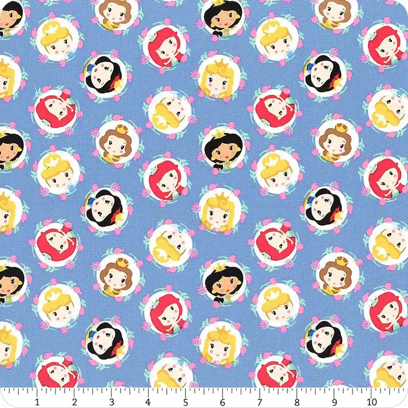 Disney Princess Kawaii Blue Cute Princess Frames Yardage | SKU# 85101901-2 Professional Grade