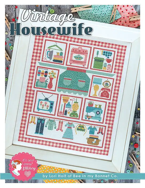 Vintage Housewife Cross Stitch Pattern | Lori Holt of Bee in my Bonnet #ISE-450 Today Only