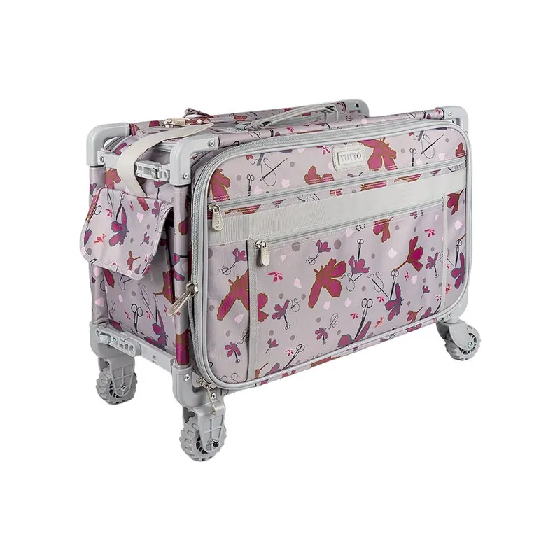 Large Rose Gray with Pink Daisies Tutto Trolley | Tutto #5222GRGMA-DS Limited Time