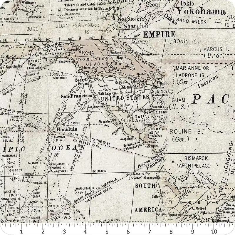 Flash Sale Eclectic Elements Monochrome Parchment Expedition Yardage | SKU# PWTH016-PARCHMENT