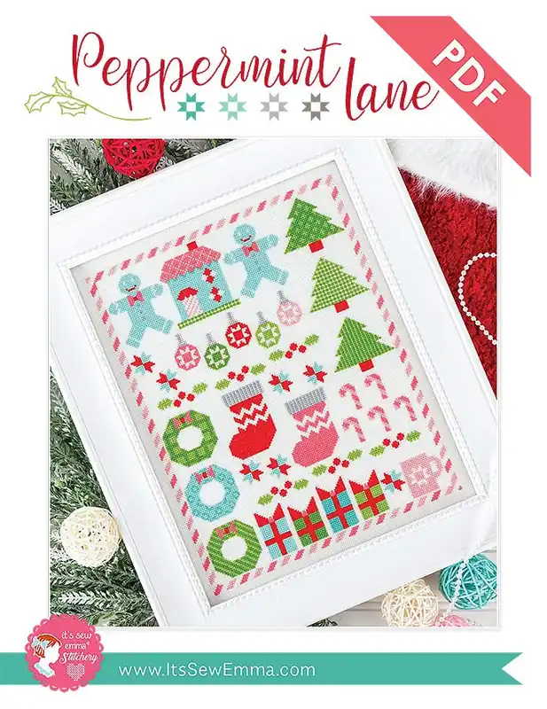 Peppermint Lane Downloadable PDF Cross Stitch Pattern | It's Sew Emma Top Pick