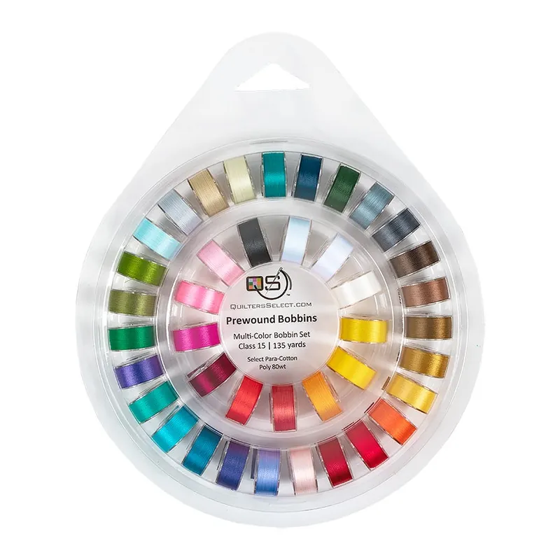 40 Count Multi-Color Class 15 Prewound Bobbins | Quilter's Select #QS-B40MC Worldwide Shipping