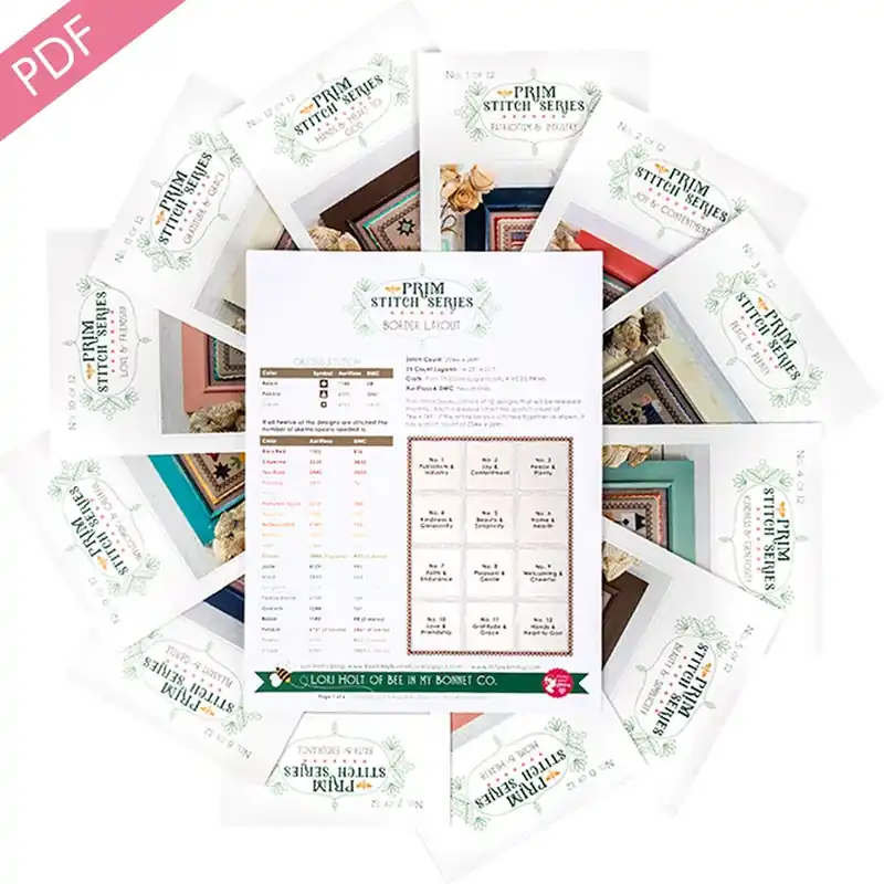 Professional Grade Prim Stitch Series Downloadable PDF Cross Stitch Pattern Set | Lori Holt of Bee in my Bonnet