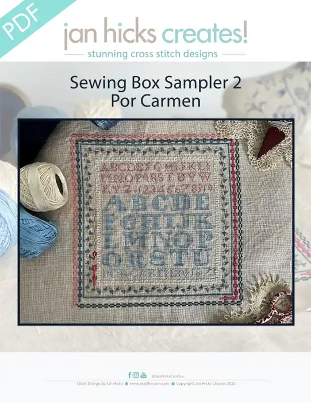 Por Carmen Sewing Box Sampler 2 Downloadable PDF Cross Stitch Pattern | Jan Hicks Creates! Flash Sale