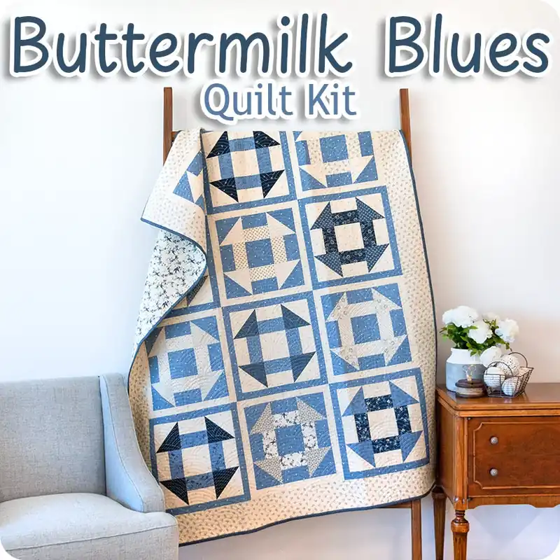 Buttermilk Blues Quilt Kit | Featuring Bluebird's Nest by Kansas Troubles Quilters Discount