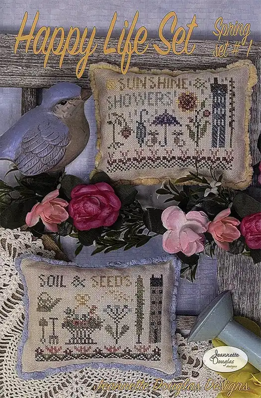 Viral Happy Life Spring #1 Cross Stitch Pattern | Jeannette Douglas Designs