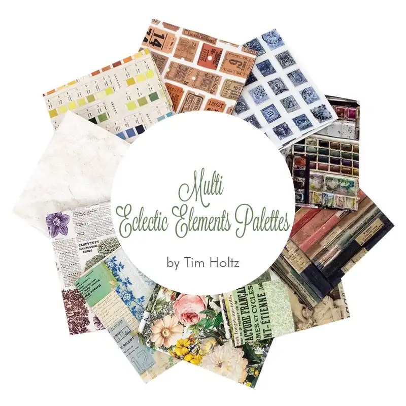 Limited Offer Multi Eclectic Elements Palettes Fat Quarter Bundle | Tim Holtz for FreeSpirit Fabrics