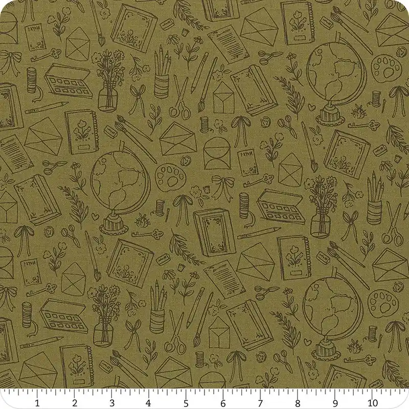 Instant Buy Floral Charms Olive Collection of Things Yardage | SKU# C15761-OLIVE