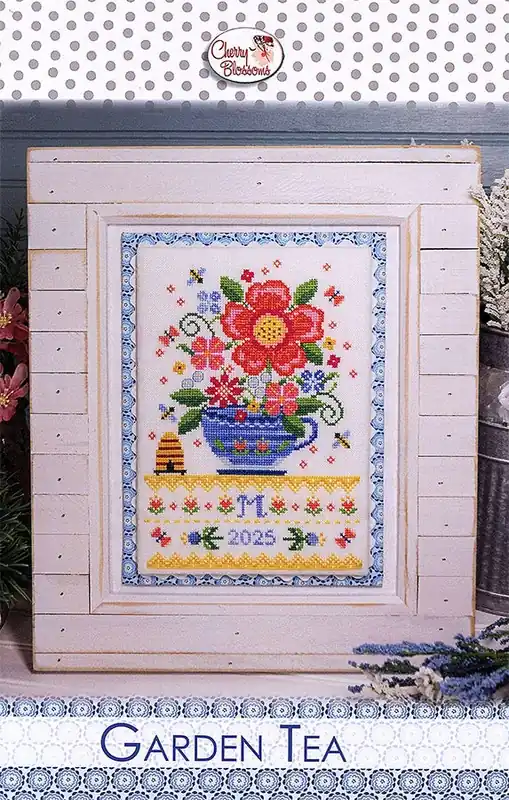 Garden Tea Cross Stitch Pattern | Cherry Blossoms Special Discount