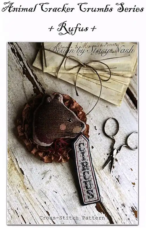 Certified Rufus Animal Crackers Crumbs Series Cross Stitch Pattern | Stacy Nash Primitives