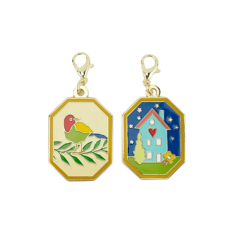 Direct From Factory Set of Two Cottage and Bird Paper Hamlet Zipper Charms | Cathe Holden for Moda #CH199