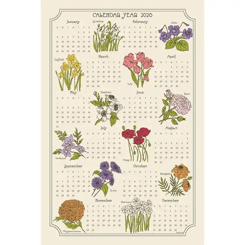 2026 Stacy Iest Hsu Calendar Tea Towel | Moda #FS-1049 Today Only