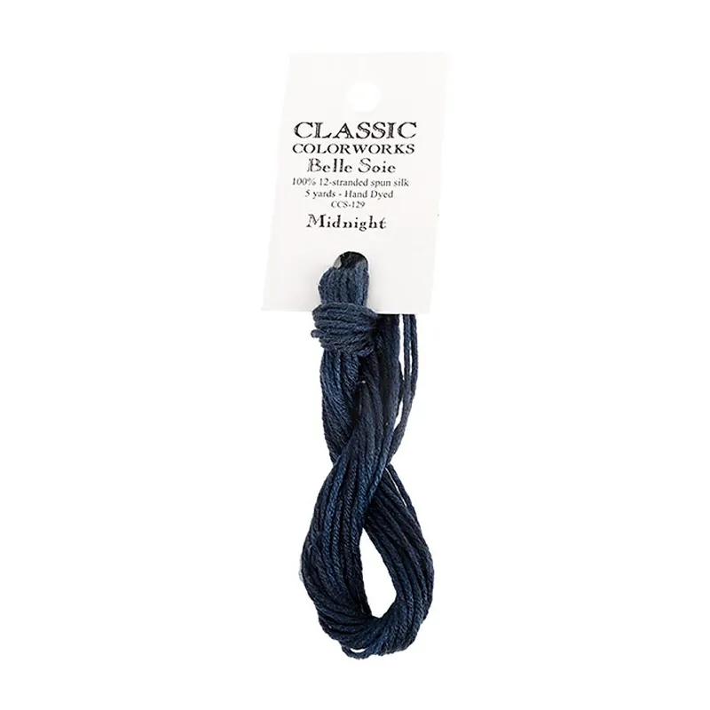 Midnight Belle Soie Classic Colorworks 12 Strand Hand-Dyed Silk Floss | Classic Colorworks #CCS-129 Certified