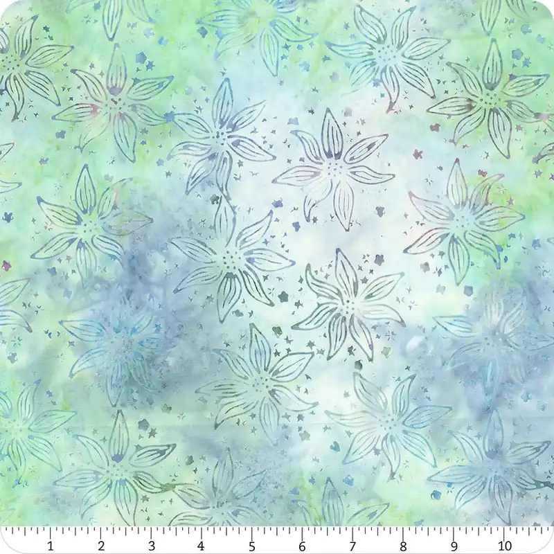Special Offer Shadow Blooms Batiks Turquoise Green Large Floral Yardage | SKU# 712414851