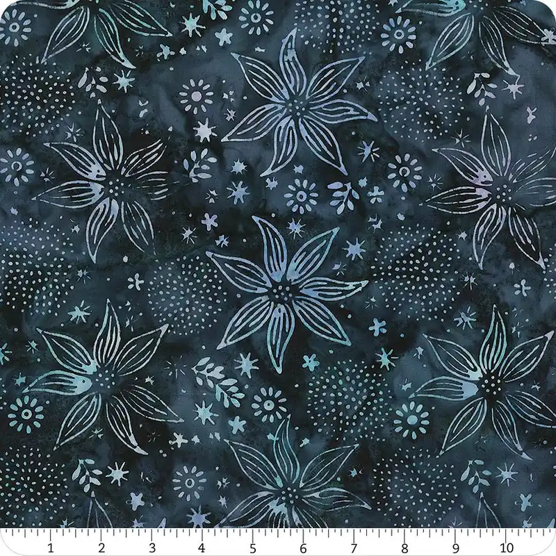 Don’t Miss Out Shadow Blooms Batiks Teal Large Floral Mix Yardage | SKU# 712408960