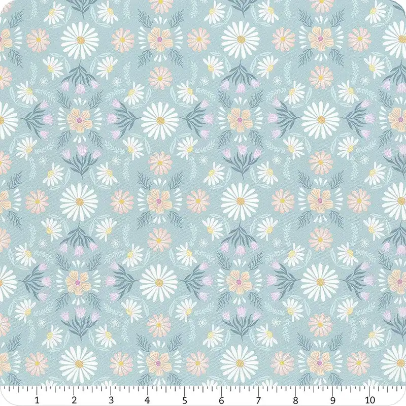 Honey Sweet Blue Flowers Yardage | SKU# LEIA-903A Money Back Guarantee