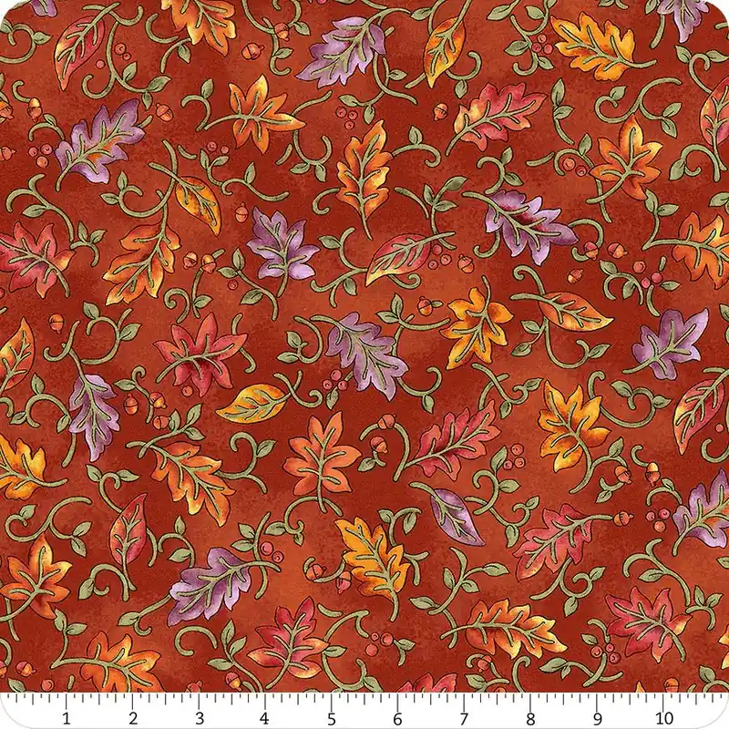 Autumn Breeze Pumpkin Dancing Leaves Yardage | SKU# 17150-23 Weekend Sale