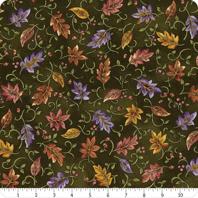 Autumn Breeze Green Dancing Leaves Yardage | SKU# 17150-40 Bargain