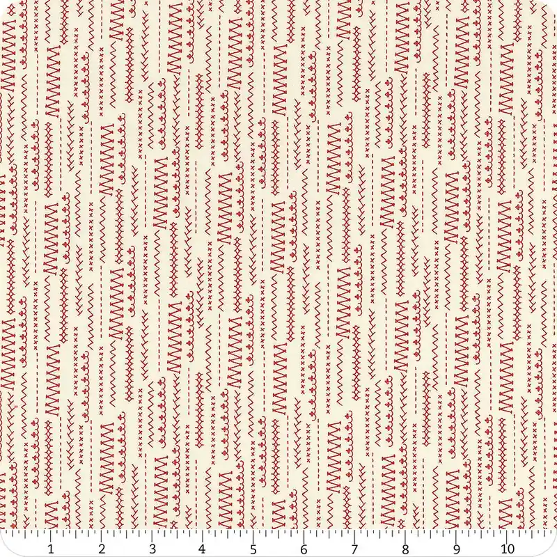 Threads Porcelain on Red Stitched Up Yardage | SKU# 55686-21 Handmade