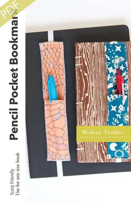 Pencil Pocket Bookmark Downloadable PDF Sewing Pattern | Modern Textiles Fast Shipping