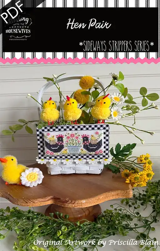 Hen Pair Downloadable PDF Cross Stitch Pattern | Stitching with the Housewives Sideways Strippers Series Today Only