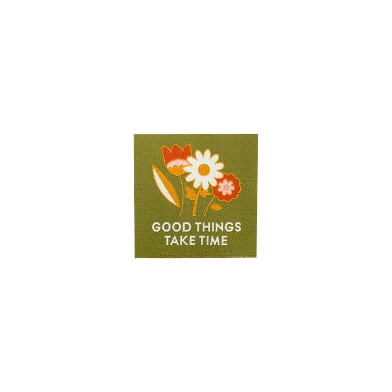 Original Good Things Take Time Premium Woven Sew In Labels | Sarah Hearts #LP194