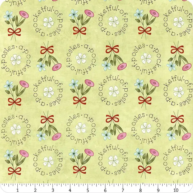 Free Returns Pocketful of Posies Green Posie Words Yardage | SKU# 3397-66