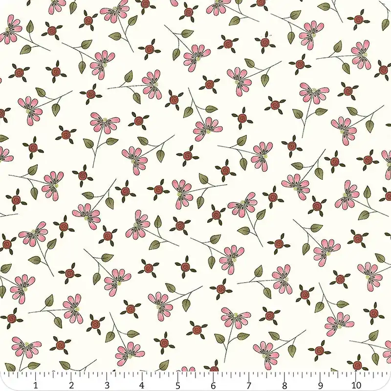 Free Delivery Pocketful of Posies Cream Tossed Flowers and Buds Yardage | SKU# 3395-44