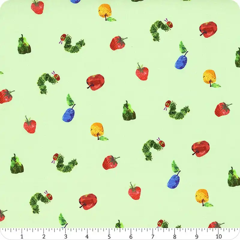 Very Hungry Caterpillar Snack Time Mint Snack Time Yardage | SKU# 1440-G Budget