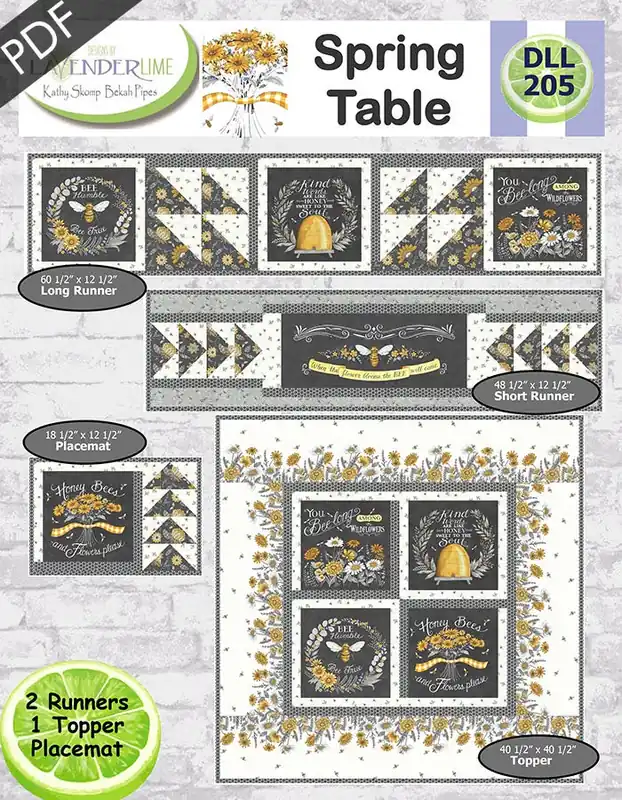 Spring Table Downloadable PDF Quilt Booklet | Designs by Lavender Lime No Minimum Order