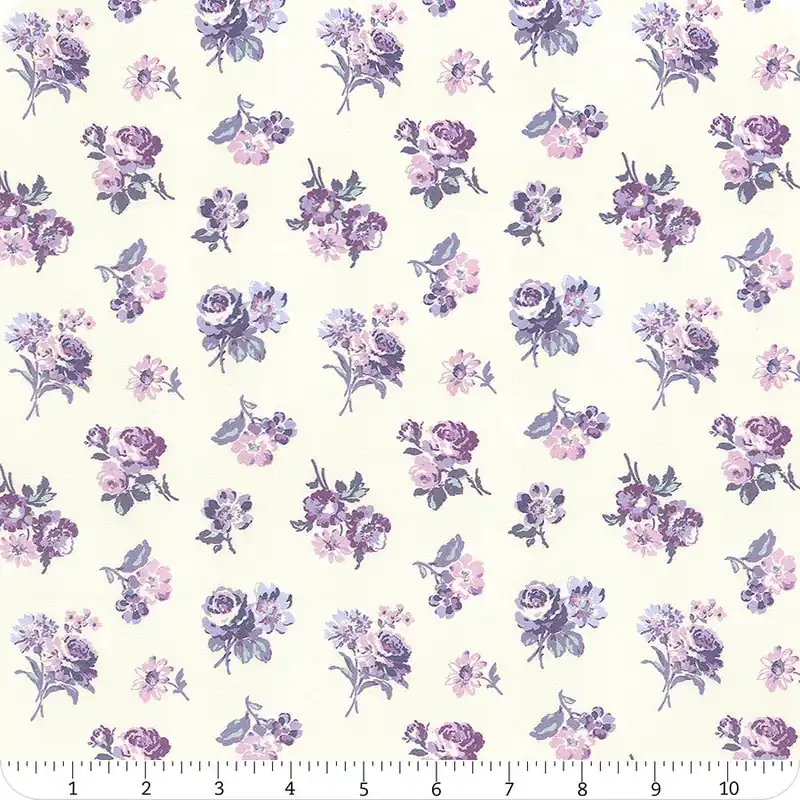 Worldwide Shipping Louisa Light Cream Nosegays Digitally Printed Yardage | SKU# Y4409-2