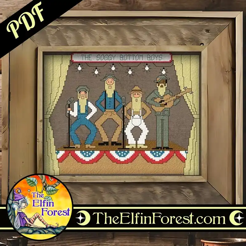 The Soggy Bottom Boys Downloadable PDF Cross Stitch Pattern | The Elfin Forest Worldwide Shipping