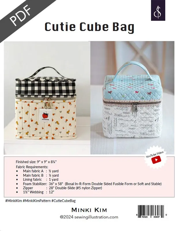 Cutie Cube Bag Downloadable PDF Sewing Pattern | Minki Kim Special Discount