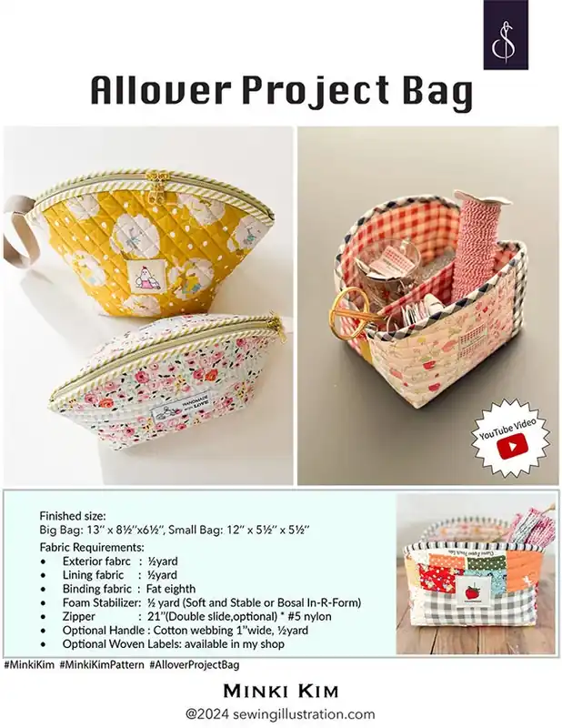 Place Order Allover Project Bag Sewing Pattern | Minki Kim