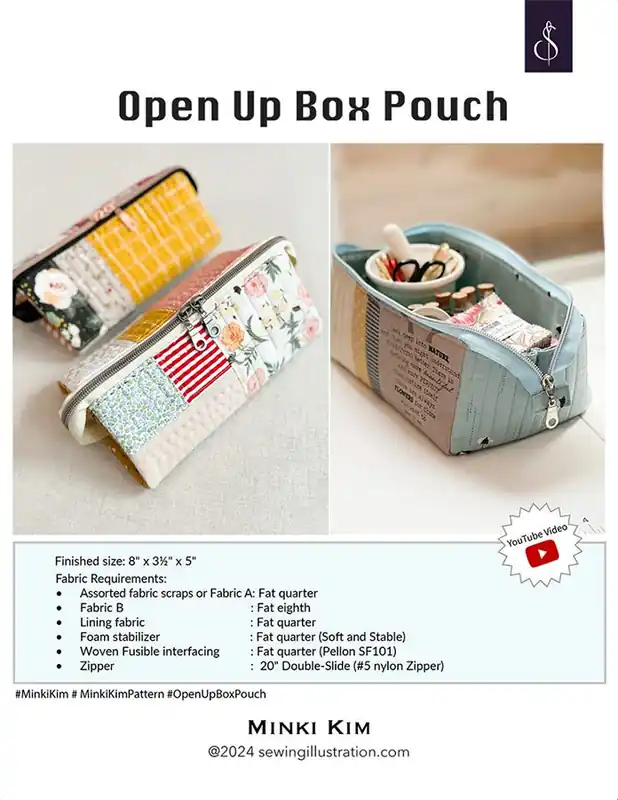 Open Up Box Pouch Sewing Pattern | Minki Kim Must Have