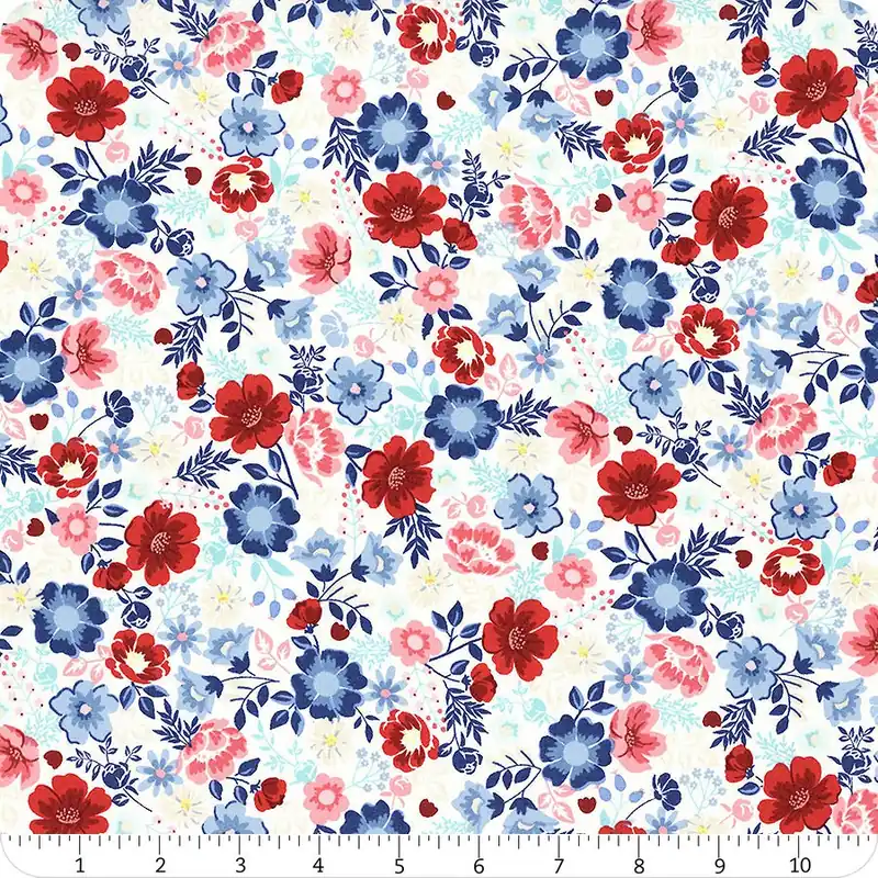 Bargain Star Spangled Beauty Soft White Flower Parade Yardage | SKU# MAS10840-E