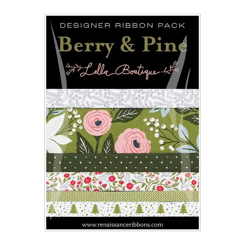 Lella Boutique Berry & Pine Winter Designer Ribbon Pack | Renaissance Ribbons #DP-142 Factory Price