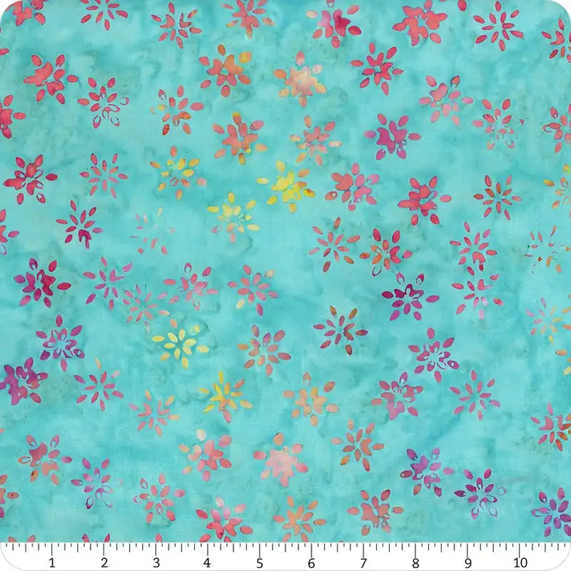 Luxury Heart to Heart Batiks Aqua Sparking Flowers Yardage | SKU# 3577Q-X