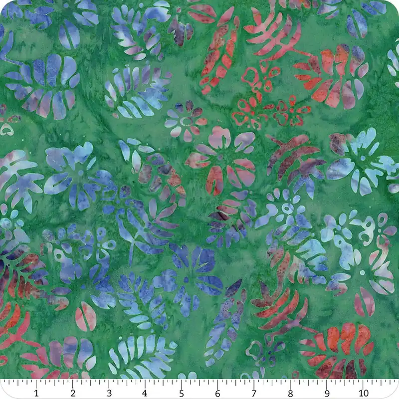 Heart to Heart Batiks Wintergreen Tropical Leaves Yardage | SKU# 3572Q-X Free Shipping