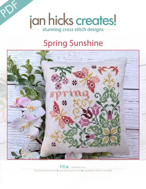 Spring Sunshine Downloadable PDF Cross Stitch Pattern | Jan Hicks Creates! Seasonal Sale