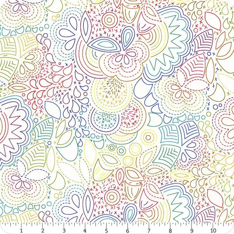Exclusive Color Wheel Day Rainbow Stitched Yardage | SKU# 1446-L